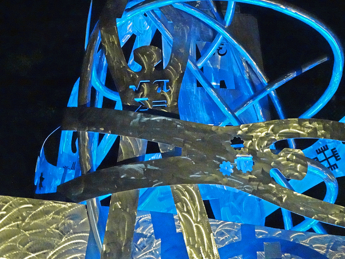 Building (Peace Peace on Earth)- Detail . 2025. Fabricated Aluminum. 20 FT High by 10 FT Long by 5 FT Wide